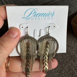 Premier Designs Silver and Gold Dangle Earrings